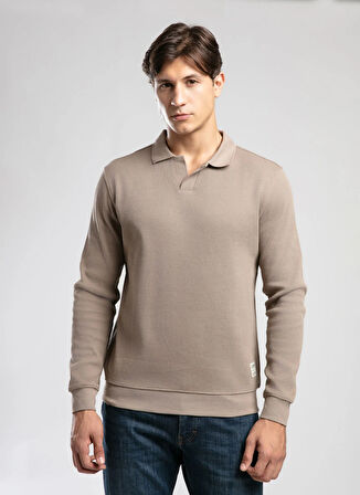 Lee Cooper Polo Yaka Vizon Erkek Sweatshırt 261 LCM 241036 SIRIUS VIZON