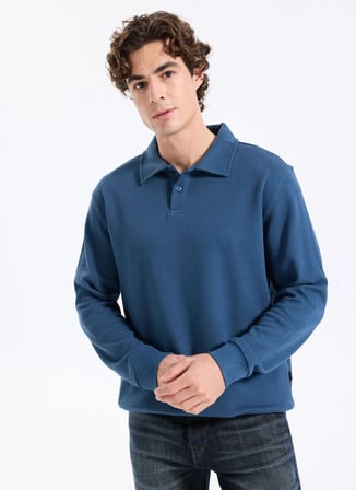 Lee Cooper Mavi Erkek Regular Fit Sweatshirt 261 LCM 241037 GALE İNDİGO