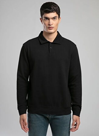 Lee Cooper Polo Yaka Siyah Erkek Sweatshırt 261 LCM 241037 GALE SİYAH