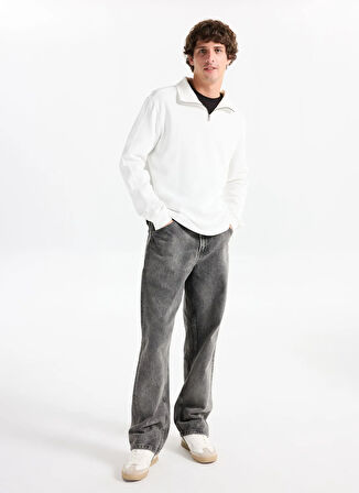 Lee Cooper Dik Yaka Ekru Erkek Sweatshırt 261 LCM 241039 DESONA EKRU