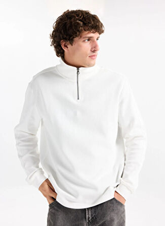 Lee Cooper Dik Yaka Ekru Erkek Sweatshırt 261 LCM 241039 DESONA EKRU