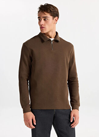 Lee Cooper Dik Yaka Haki Erkek Sweatshırt 261 LCM 241039 DESONA HAKİ