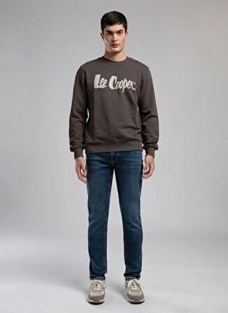 Lee Cooper Yuvarlak Yaka Kahve Erkek Sweatshırt 261 LCM 241041 JEFFI KAHVE