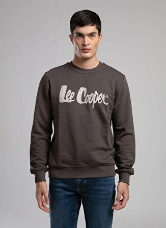 Lee Cooper Yuvarlak Yaka Kahve Erkek Sweatshırt 261 LCM 241041 JEFFI KAHVE