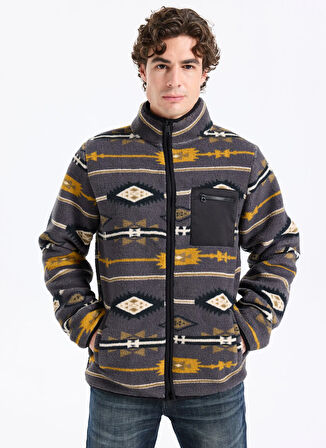 Lee Cooper Dik Yaka Gri Erkek Sweatshırt 261 LCM 241061 FOLKS GRİ DESENLİ