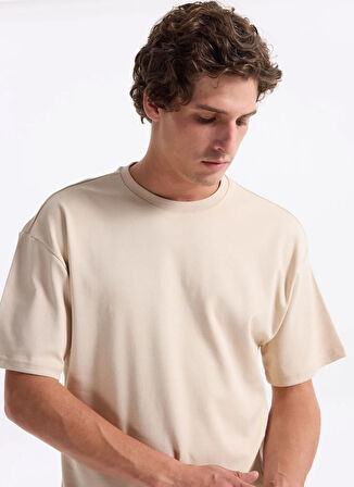 Lee Cooper Yuvarlak Yaka Bej Erkek T-Shirt 261 LCM 242002 MERISO BEJ