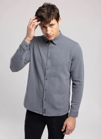 Lee Cooper Mavi Erkek Regular Fit Gömlek 261 LCM 241003 DOYLE İNDİGO