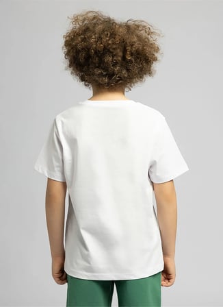 Lee Cooper Beyaz Erkek Çocuk Bisiklet Yaka Baskılı %100 Pamuk T-Shirt 262 LCB 242006 KINGDOM BEYAZ