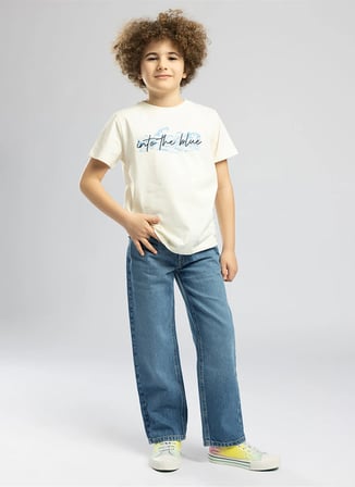 Lee Cooper Ekru Erkek Çocuk Baskılı T-Shirt 262 LCB 242011 CARDE EKRU