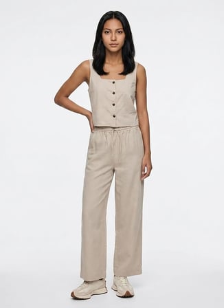 Bej Kadın Yün Karışımlı Pantolon 262 LCF 221004 PAIGE 2 BEJ