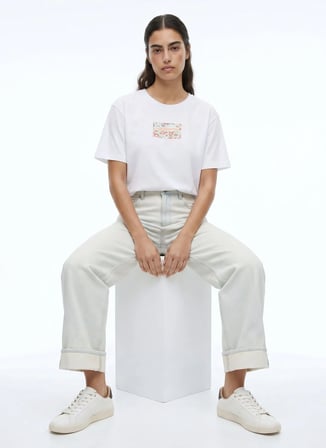 Beyaz Kadın %100 Pamuk Basic T-Shirt 262 LCF 242014 NEW BEYAZ