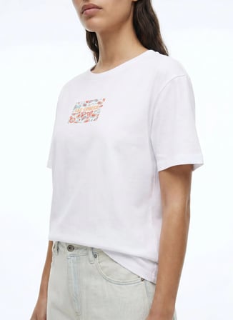 Beyaz Kadın %100 Pamuk Basic T-Shirt 262 LCF 242014 NEW BEYAZ