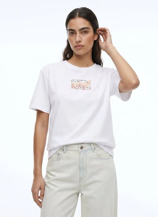 Beyaz Kadın %100 Pamuk Basic T-Shirt 262 LCF 242014 NEW BEYAZ
