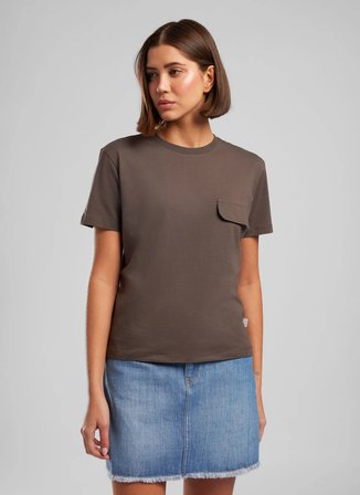 Lee Cooper O Yaka Baskılı Kahve Kadın T-Shirt 262 LCF 242022 TIPSY KAHVE