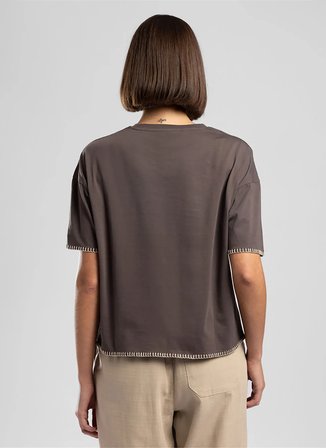Lee Cooper Kahverengi Kadın T-Shirt 262 LCF 242023 LOLA KAHVE