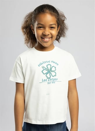 Lee Cooper Ekru Kız Çocuk Baskılı T-Shirt 262 LCG 242007 NINI EKRU
