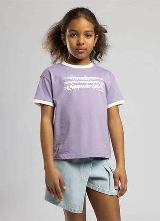 Lee Cooper Mor Kız Çocuk Baskılı T-Shirt 262 LCG 242008 SERENITY MOR