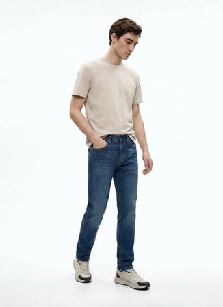 Lee Cooper Mavi Erkek Straight Denim Pantolon 262 LCM 121045 HARRY ANGEL STONE