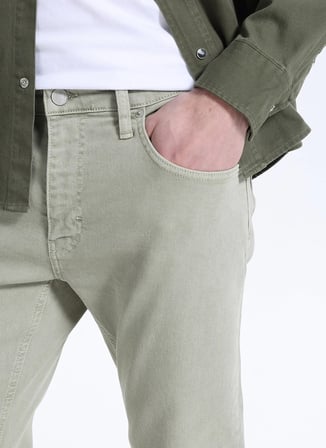 Lee Cooper Normal Bel Slim Tapered Haki Erkek Chino Pantolon 262 LCM 221005 LONCE HAKİ