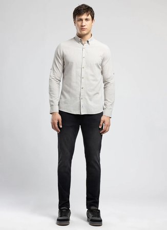 Lee Cooper Slim Fit Gri Erkek Gömlek 262 LCM 241001 DARELL GRİ