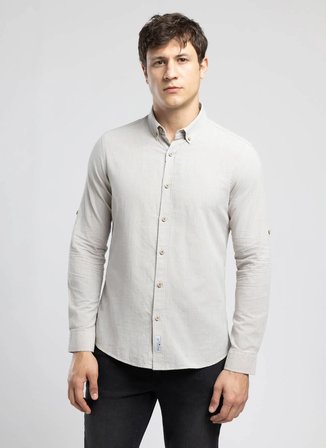 Lee Cooper Slim Fit Gri Erkek Gömlek 262 LCM 241001 DARELL GRİ
