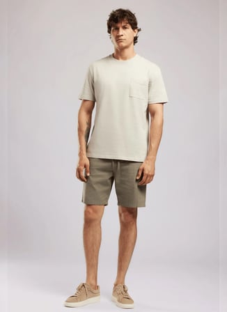 Lee Cooper Ekru Erkek Regular Fit Logo Baskılı T-Shirt 262 LCM 242003 VINCENT TAŞ