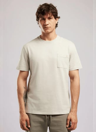Lee Cooper Ekru Erkek Regular Fit Logo Baskılı T-Shirt 262 LCM 242003 VINCENT TAŞ