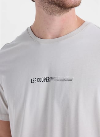 Lee Cooper Ekru Erkek Regular Fit Logo Baskılı T-Shirt 262 LCM 242006 ELVIS TAŞ