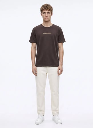 Lee Cooper Kahverengi Erkek Regular Fit Logo Baskılı T-Shirt 262 LCM 242006 ELVIS KAHVE