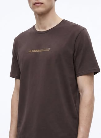 Lee Cooper Kahverengi Erkek Regular Fit Logo Baskılı T-Shirt 262 LCM 242006 ELVIS KAHVE