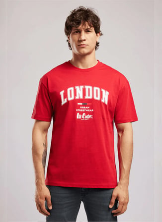 Lee Cooper Kırmızı Erkek Loose Fit Yazı Baskılı T-Shirt 262 LCM 242021 CLIFF KIRMIZI