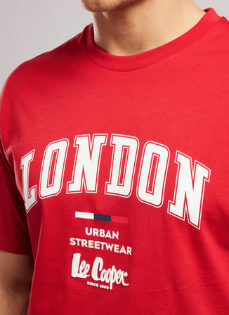 Lee Cooper Kırmızı Erkek Loose Fit Yazı Baskılı T-Shirt 262 LCM 242021 CLIFF KIRMIZI
