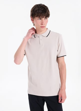 Lee Cooper Ekru Erkek Regular Fit Polo T-Shirt 262 LCM 242024 BRAT TAŞ