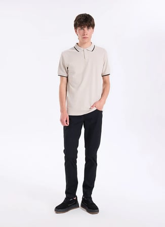 Lee Cooper Ekru Erkek Regular Fit Polo T-Shirt 262 LCM 242024 BRAT TAŞ