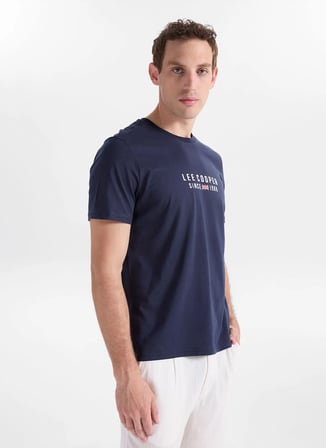 Lee Cooper Lacivert Erkek Regular Fit Logo Baskılı T-Shirt 262 LCM 242031 ANSEL LACİVERT