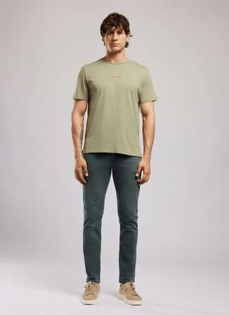 Lee Cooper Haki Erkek Loose Fit Slogan Baskılı T-Shirt 262 LCM 242037 KWASI HAKİ