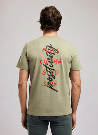 Lee Cooper Haki Erkek Loose Fit Slogan Baskılı T-Shirt 262 LCM 242037 KWASI HAKİ