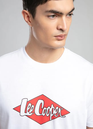 Lee Cooper Yuvarlak Yaka Beyaz Erkek T-Shirt 262 LCM 242047 LOGONS BEYAZ