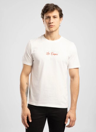 Lee Cooper Yuvarlak Yaka Ekru Erkek T-Shirt 262 LCM 242052 JASIEL EKRU