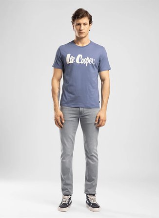 Lee Cooper Yuvarlak Yaka Koyu Mavi Erkek T-Shirt 262 LCM 242004 LONDONLOGO K.MAVİ