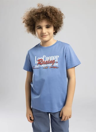 Lee Cooper Mavi Erkek Çocuk Baskılı T-Shirt 262 LCB 242008 RACING MAVİ