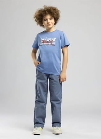 Lee Cooper Mavi Erkek Çocuk Baskılı T-Shirt 262 LCB 242008 RACING MAVİ
