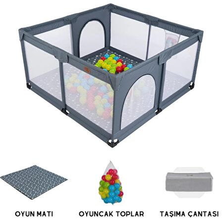 Mamma Playard Güvenli Bebek Ve Çocuk Oyun Alanı Oyun Parkı 125x125 Oyun Matı Ve Topları