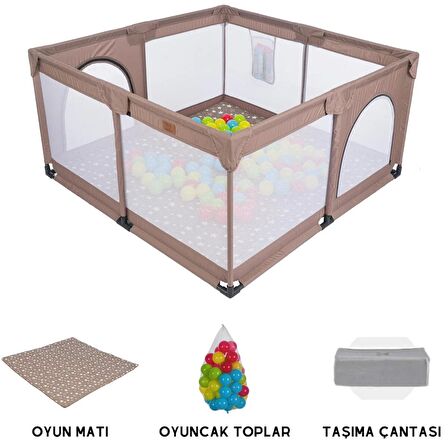 Mamma Playard Güvenli Bebek Ve Çocuk Oyun Alanı Oyun Parkı 125x125 Oyun Matı Ve Topları