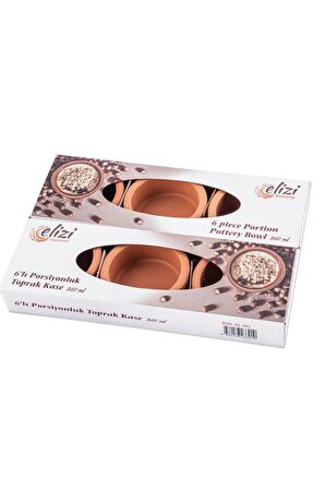 Elizi 6 Adet Sırlı Toprak Güveç Kasesi, Fırın Sütlaç Kabı 6’lı Set (6x250ml) SIRLI