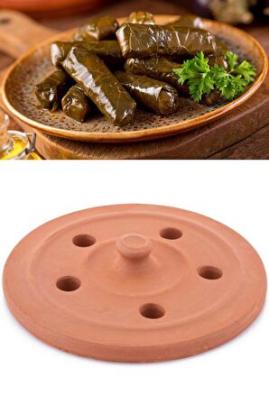 Elizi Toprak Dolma Taşı, Toprak Güveç Sarma Dolma Taşı Kapağı Orta Boy 23 cm