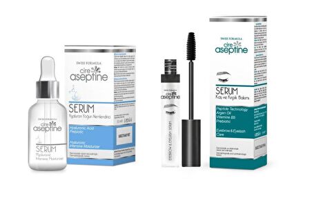 Cire Aseptine Yoğun Nemlendirici Hyaluron Yüz Bakım Serumu 30 ml+Kaş ve Kirpik Bakım Serumu 6 ml