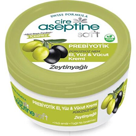 Cire Aseptine Soft Prebiyotik Tüm Cilt Tipleri İçin Zeytinyağlı Su Bazlı Yağsız Pürüzsüzleştirici Yüz Bakım Kremi 100 ml