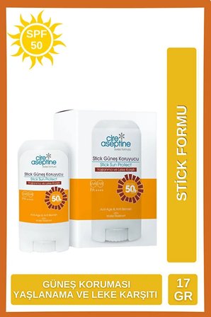 Cire Aseptine Stick Güneş Koruyucu Yaşlanma ve Leke Karşıtı SPF50 17 gr