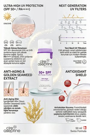 Günes Koruyucu Anti -Age Yüz Kremi SPF 50+ Sun Face Protect 50 ml
